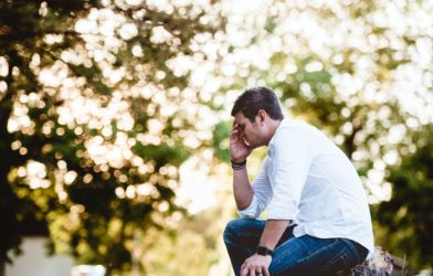 Stressed man alone, said
