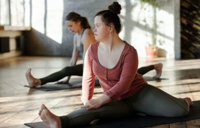 Woman with Down syndrome exercising