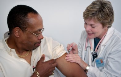 Man getting a flu shot