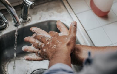 Person washing hands